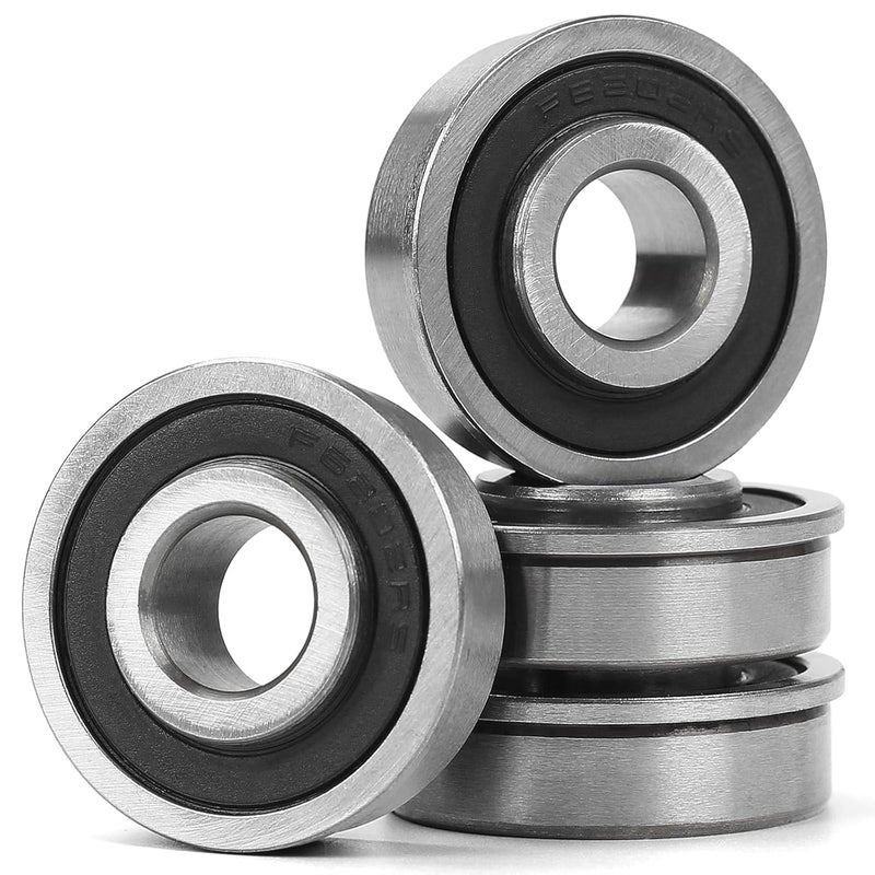 GICOOL 1/2" Deep Groove Ball Bearing, 13x35x13mm Bore Sealed Flanged Steel Bearings Replacement for Wheelbarrow, Lawn Mower, Hand Truck, Garden Cart Tire and Wheels, 4 Pack - Image 1